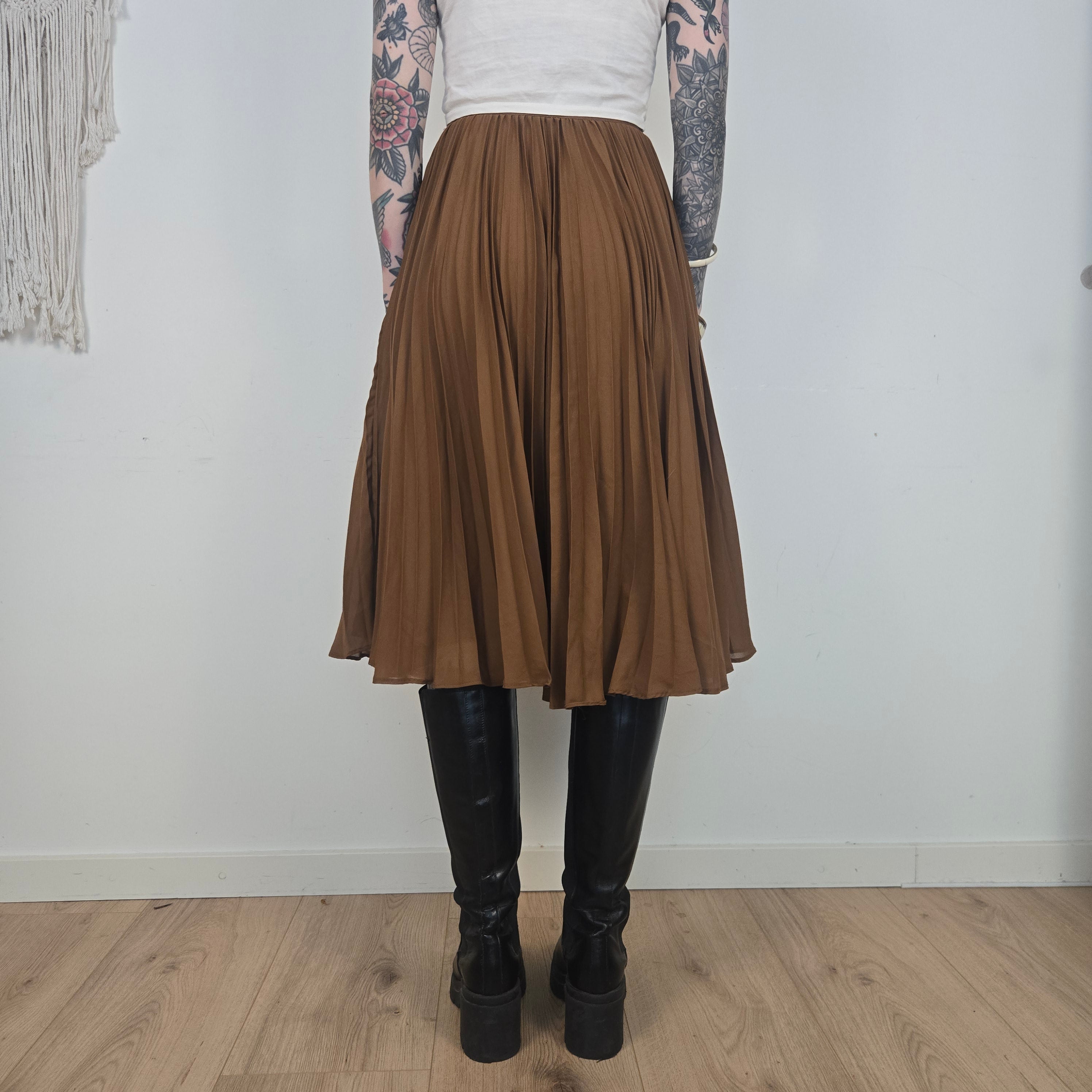 Massimo Dutti Bruine Plissérok Dames 36 / s