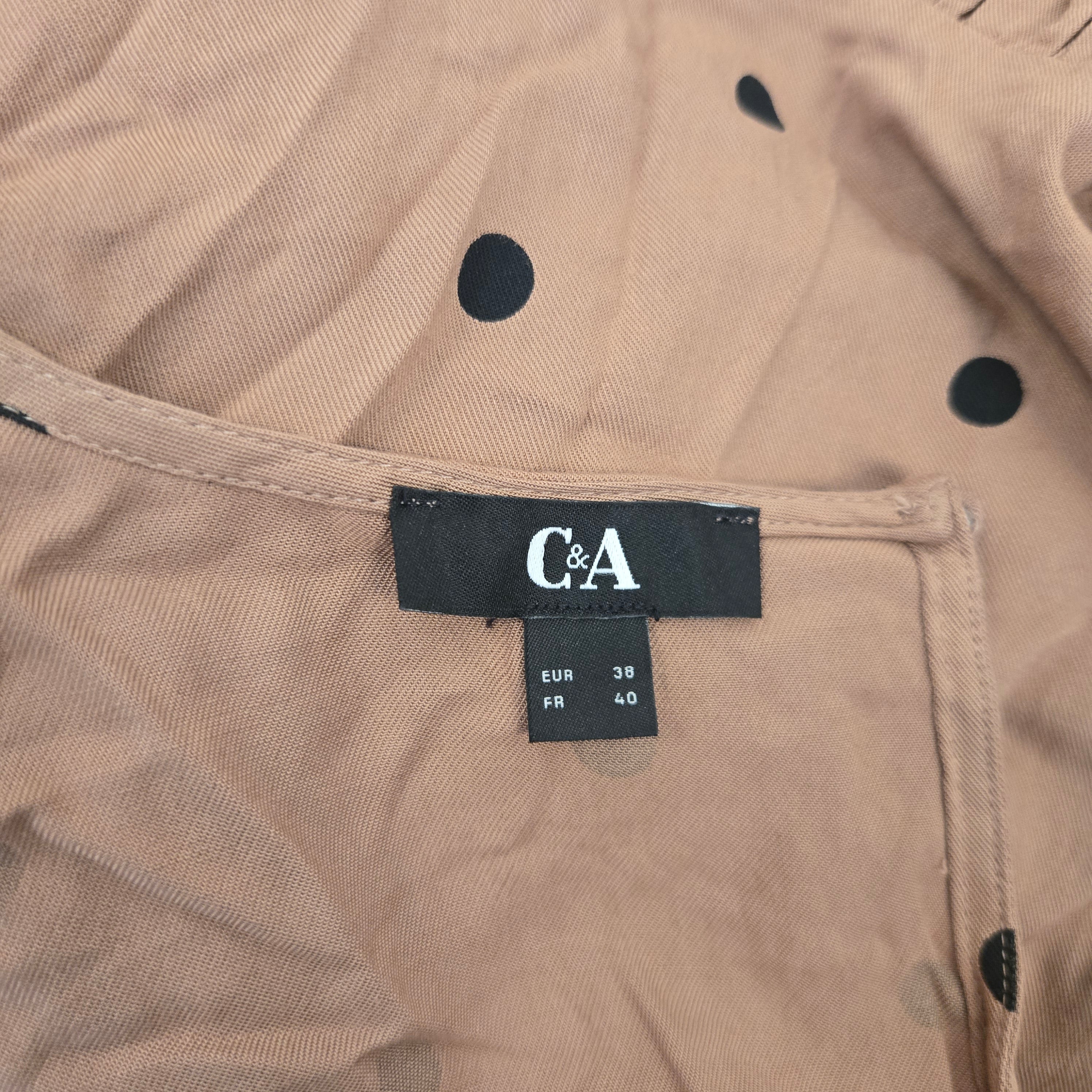 C&A Bruine Stippen Jurk Dames Maat 38 / M