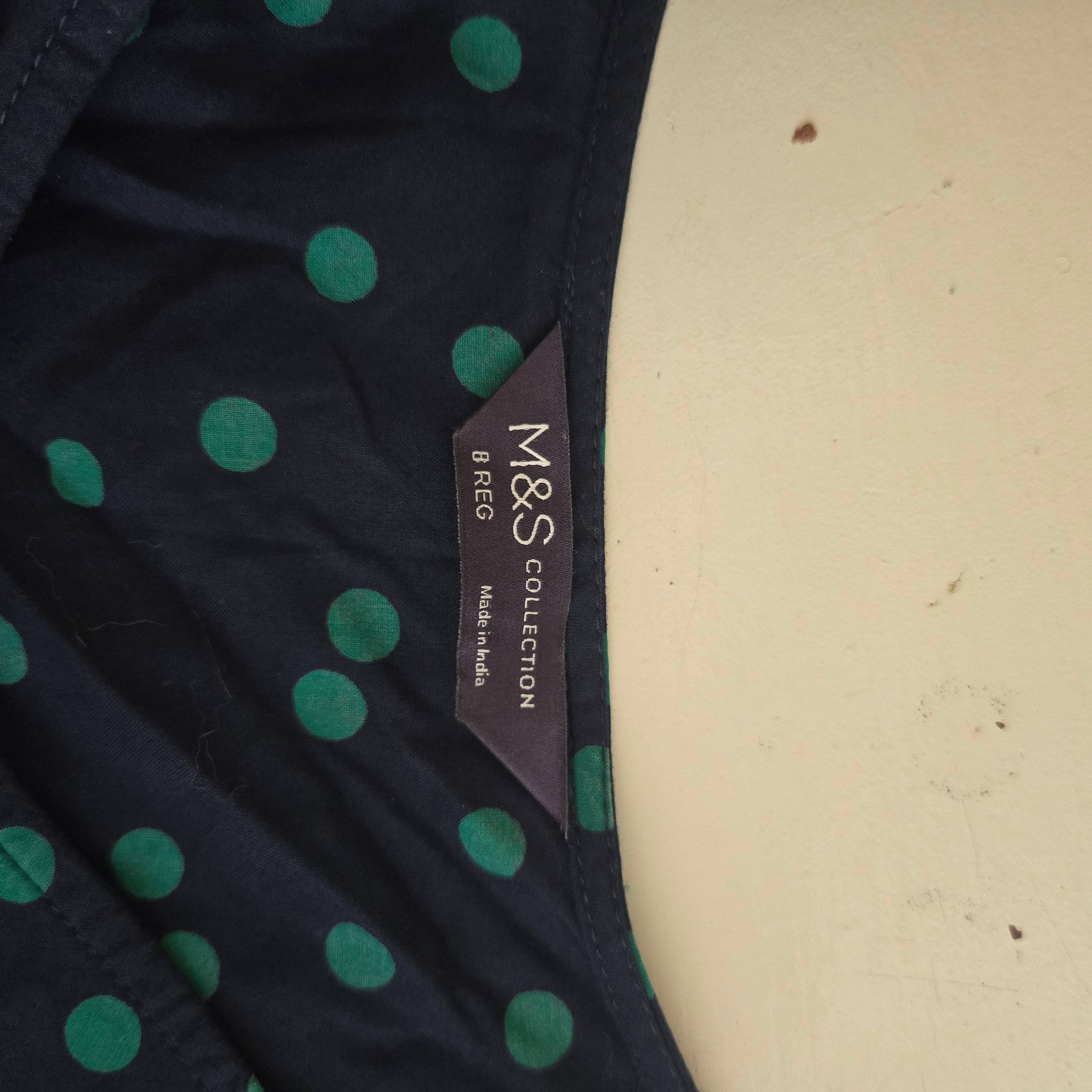 M&S Collection Donkerblauwe Stippen Jurk Dames Maat 36 / S