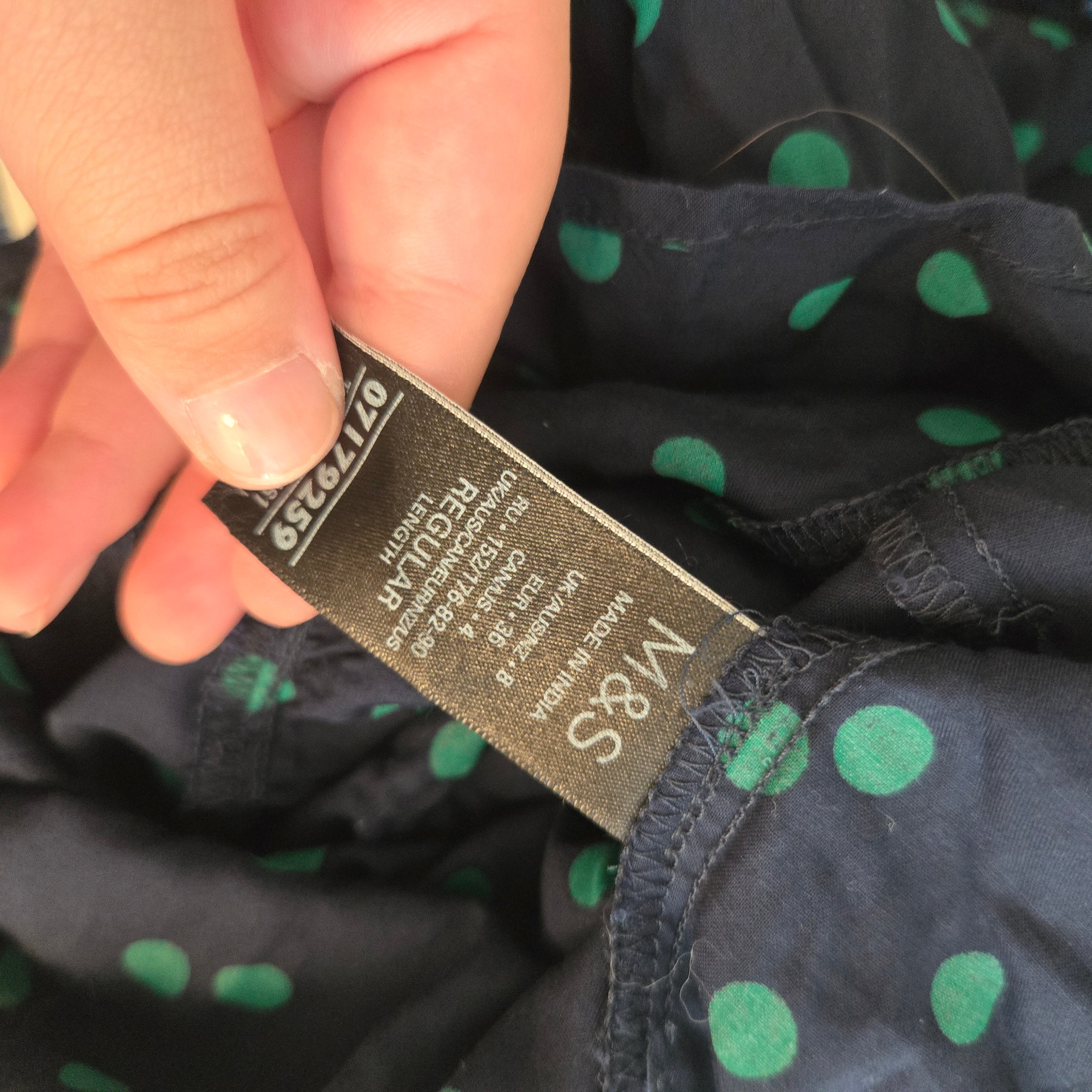 M&S Collection Donkerblauwe Stippen Jurk Dames Maat 36 / S