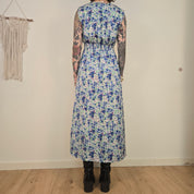 Zara Dames Blauwe Gebloemde Jurk Maat M