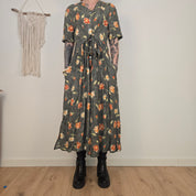 Bonita Dames Groene Gebloemde Jurk Maat 42 / XL