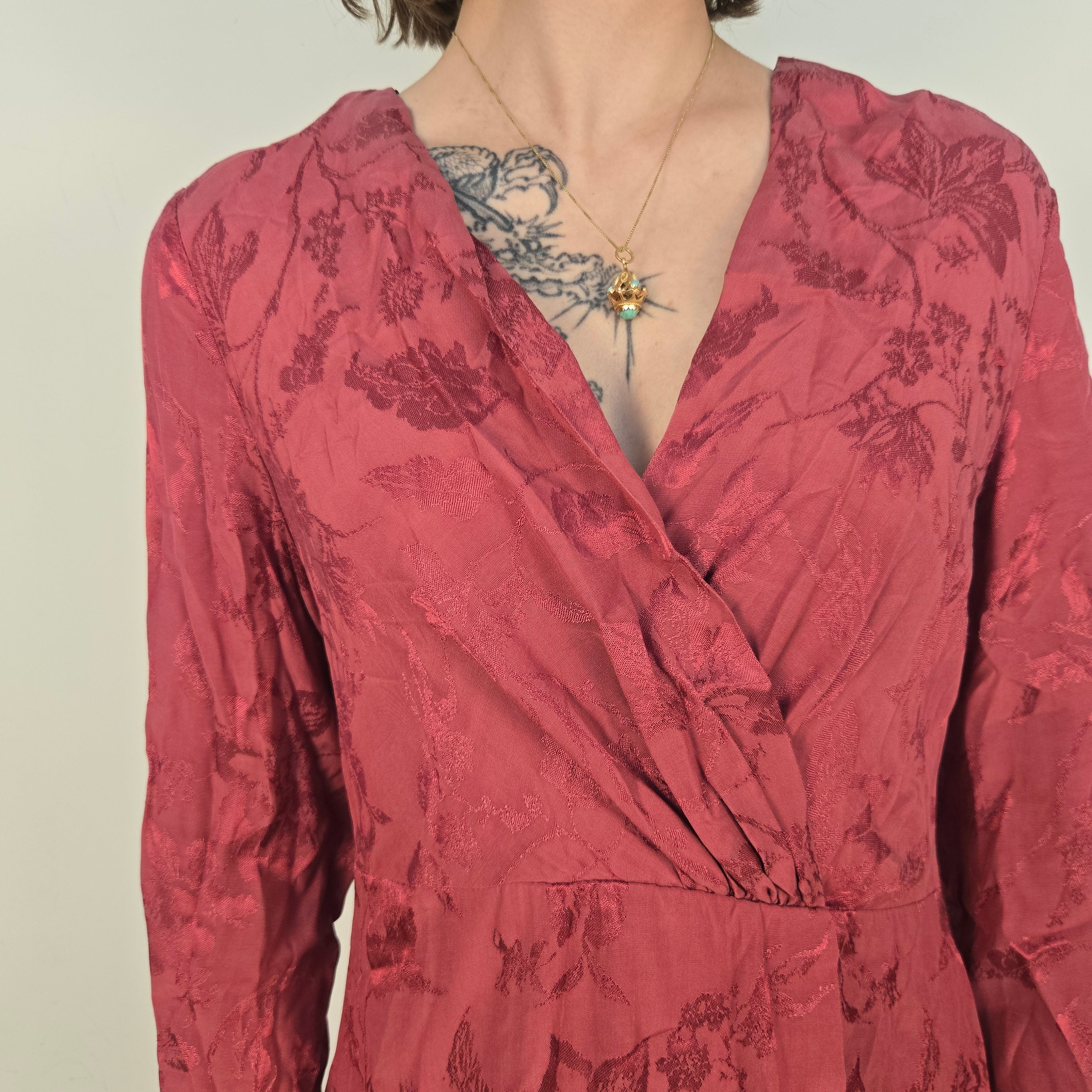 Zara Dames Rode Gebloemde Jurk Maat L