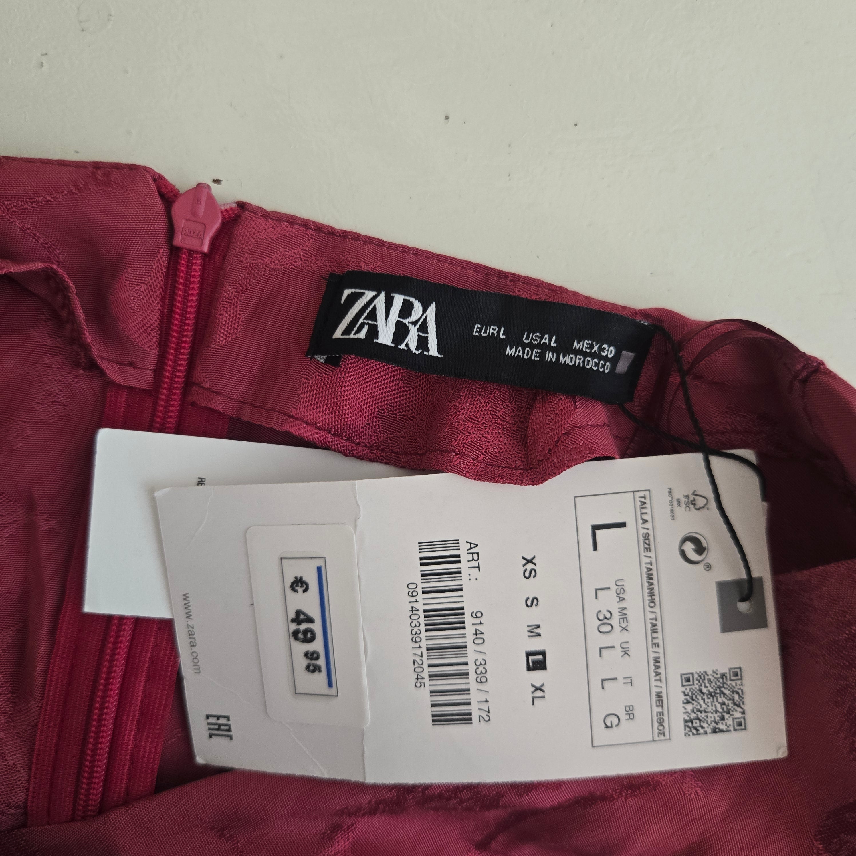 Zara Dames Rode Gebloemde Jurk Maat L