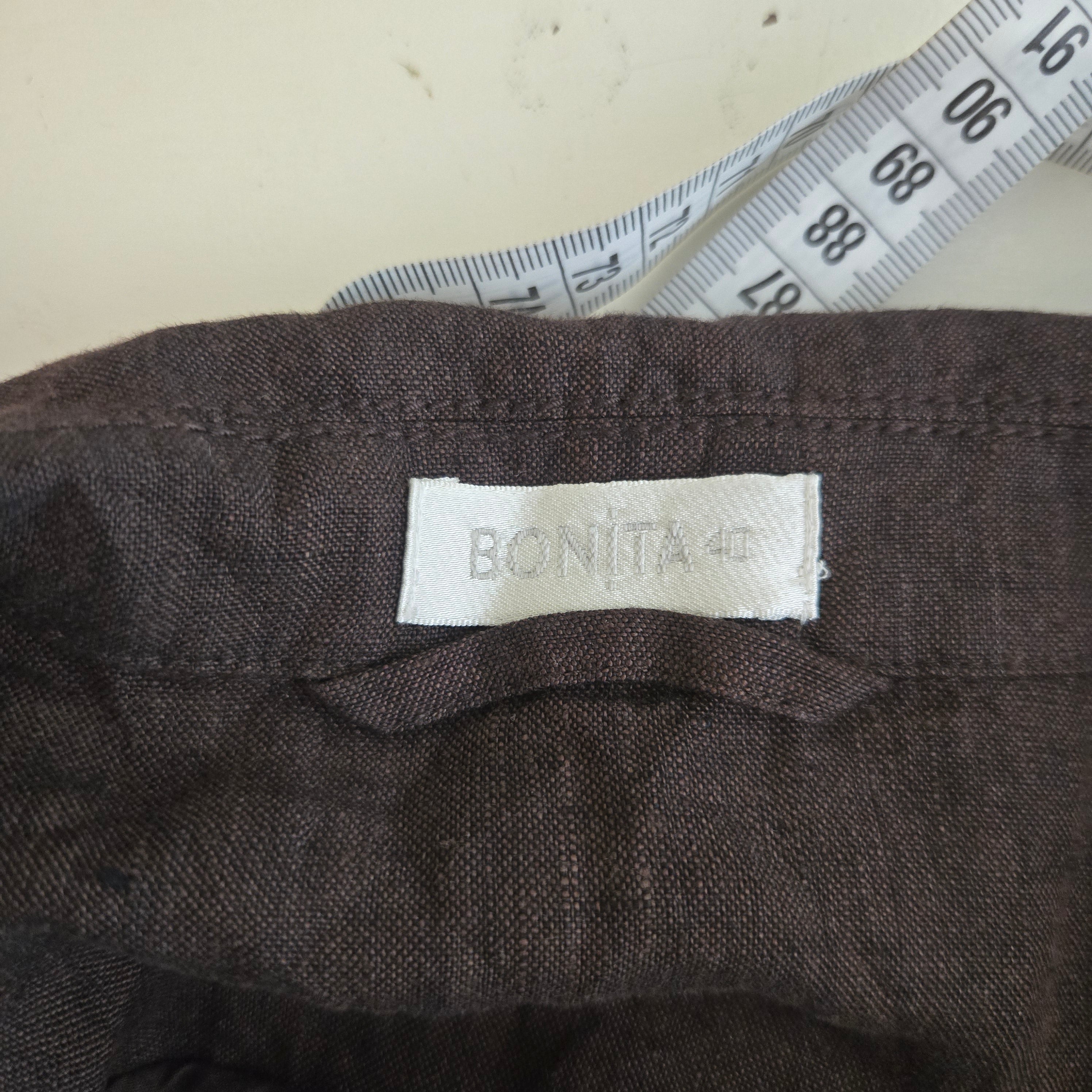 Bonita Dames Bruine Linnen Jurk Maat 40