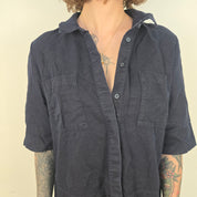Opus Dames Donkerblauwe Blousejurk Maat 42 /  XL