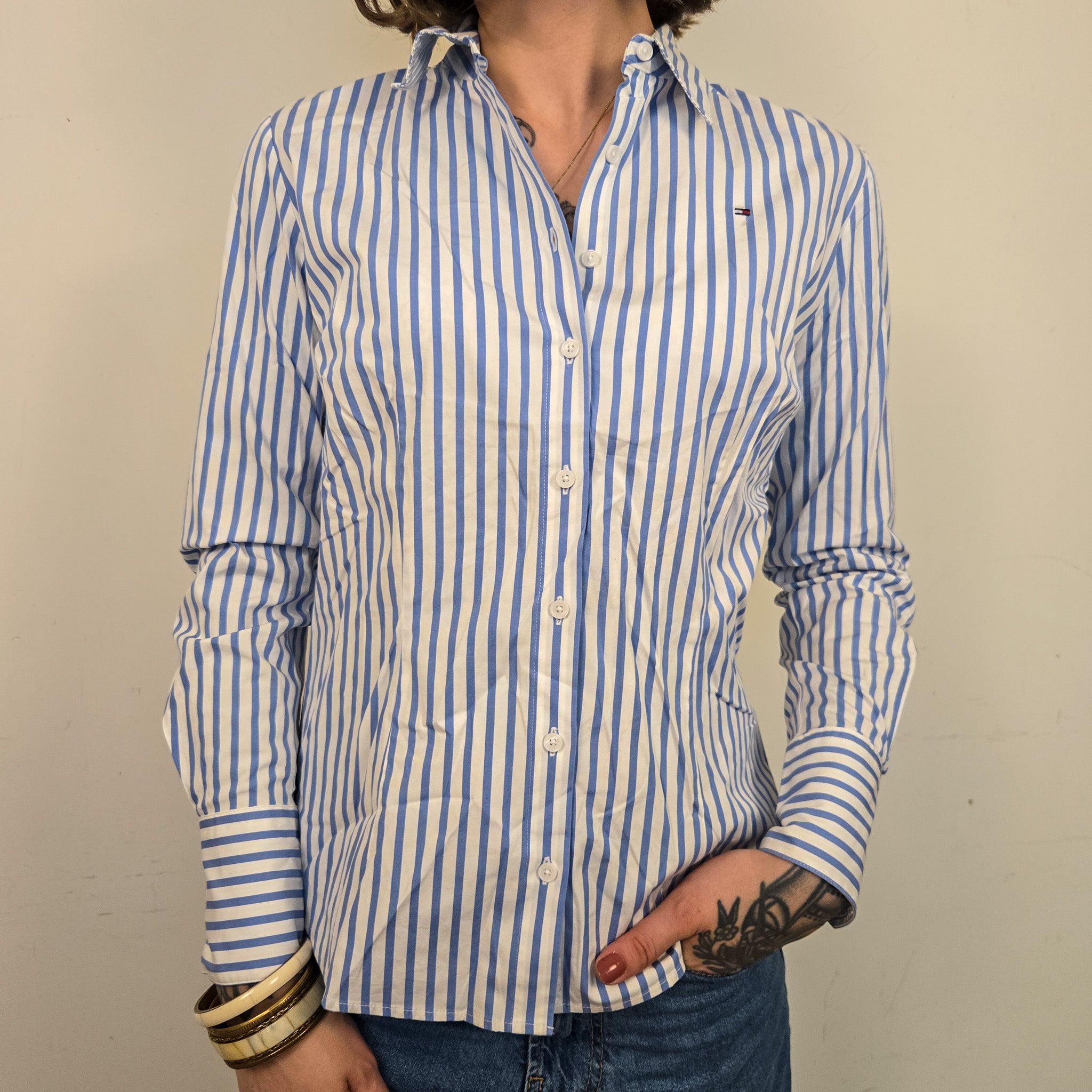 Tommy Hilfiger Blauw Gestreepte Blouse Dames M