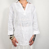 OPUS Witte Linnen Blouse Dames EU 44 / XXL