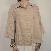 Canda Beige Linnen Blouse Dames EU 52 / 6XL