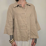 Canda Beige Linnen Blouse Dames EU 52 / 6XL