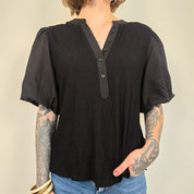 DKNY Zwarte Top Met Korte Mouwen Dames XL