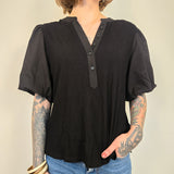 DKNY Zwarte Top Met Korte Mouwen Dames XL