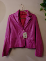 Vintage Dressing Roze Leren Cropped Blazer Maat 44