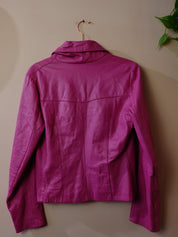 Vintage Dressing Roze Leren Cropped Blazer Maat 44