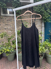 Stockholm Atelier Zwarte Linnenlook Slipdress Met Knopen Dames Maat 40 / M