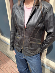Boncetti Zwarte Leren Jas Dames Maat 38 / M