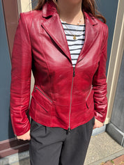 Basler Rode Leren Jas Dames Maat L