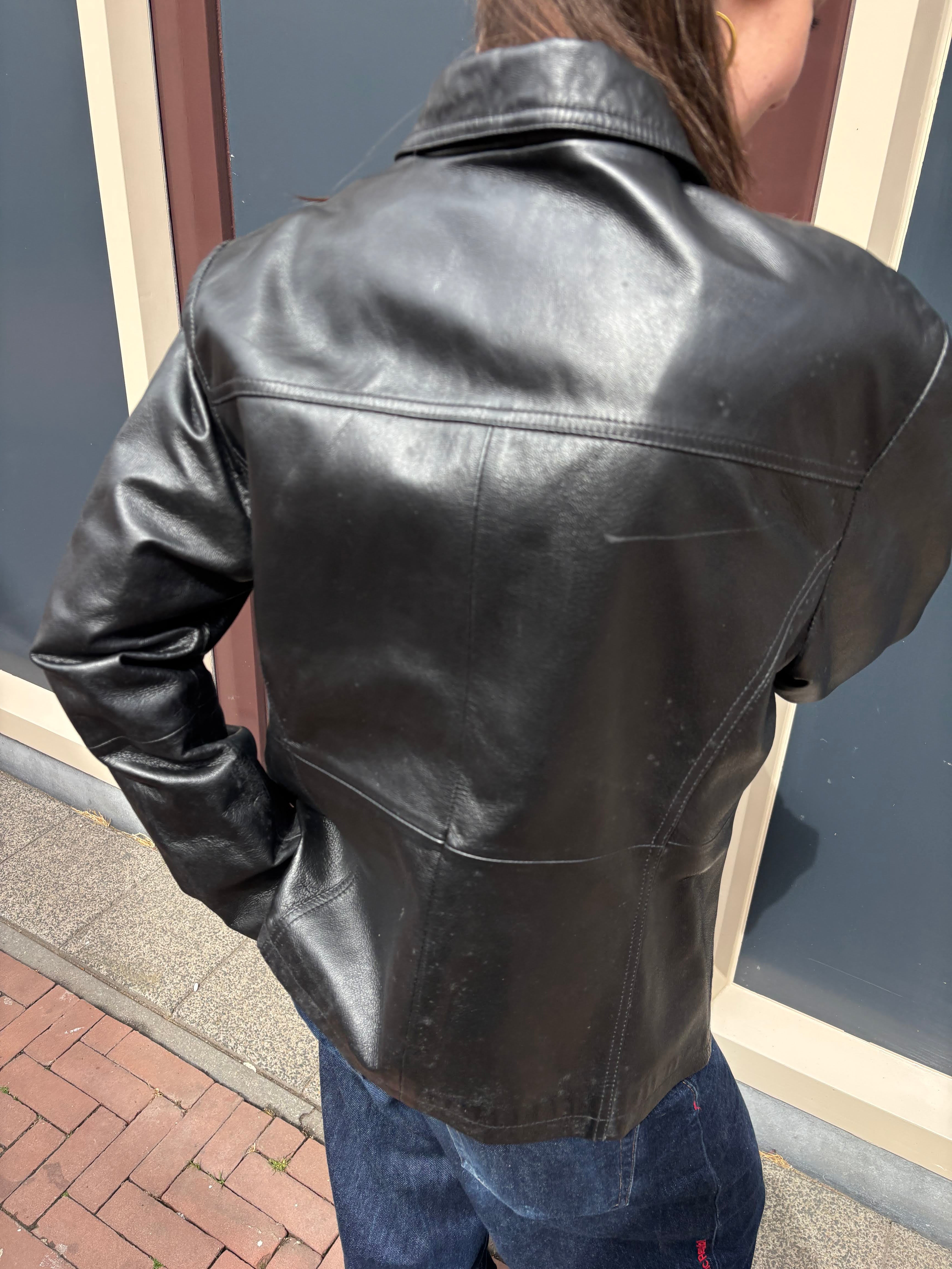 Avitano Zwarte Leren Jas Dames Maat 42 / XL