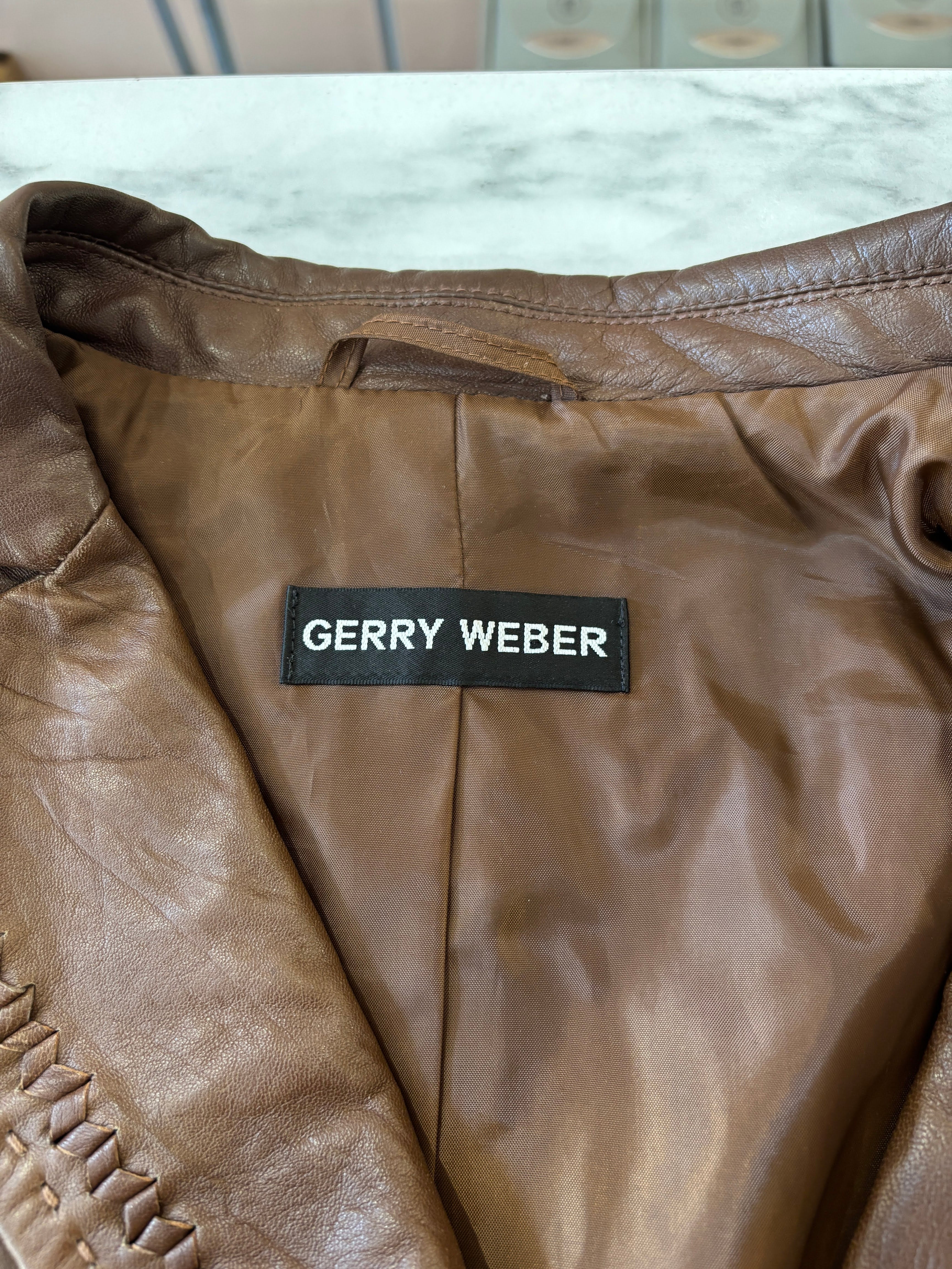 Gerry Weber Bruine Leren Blazer Dames Maat 42 / XL