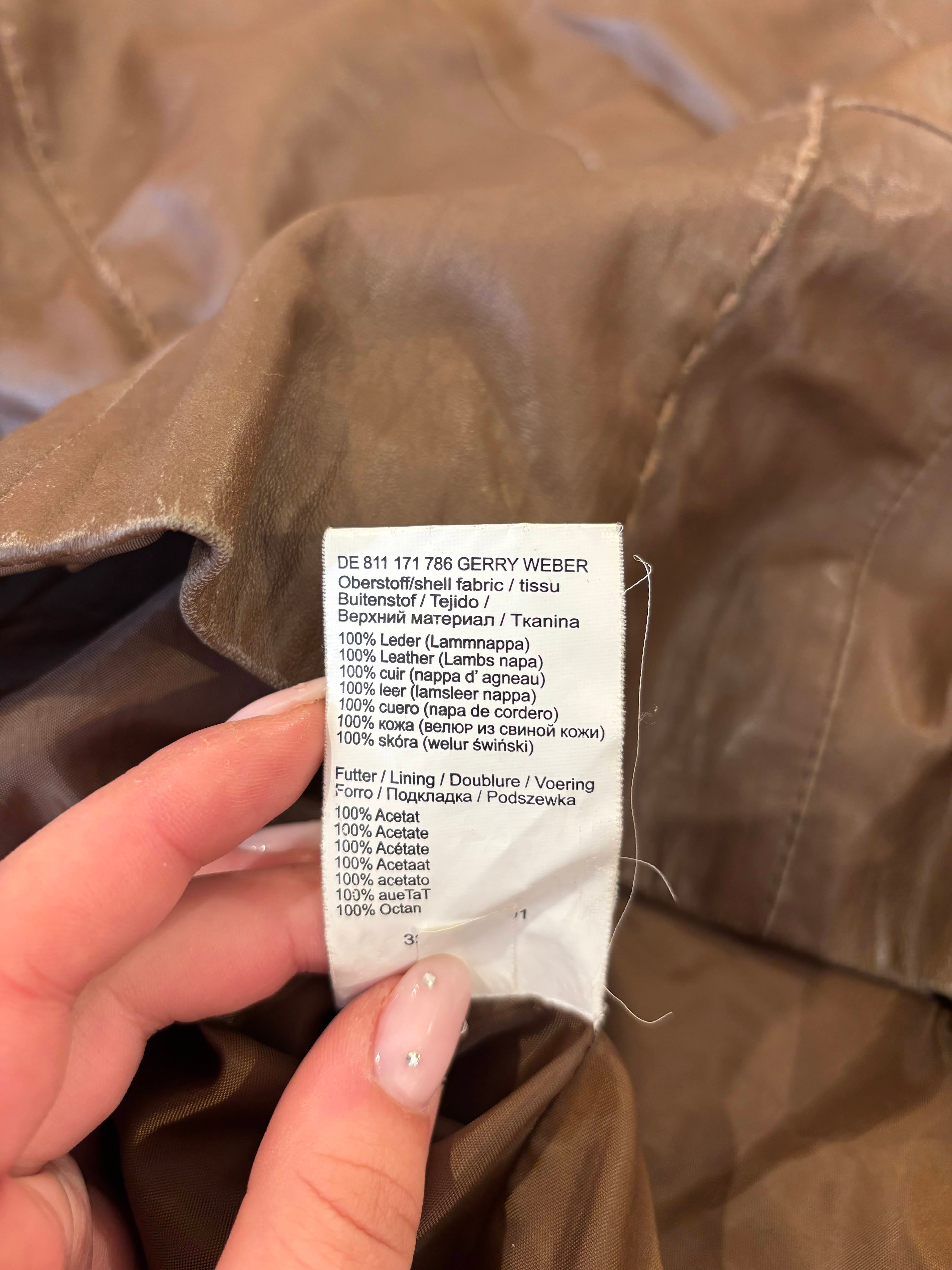 Gerry Weber Bruine Leren Blazer Dames Maat 42 / XL