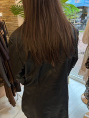 Esprit Zwarte Leren Blazer Jas Van Lamsleer Maat 38 / M