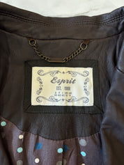 Esprit Zwarte Leren Blazer Jas Van Lamsleer Maat 38 / M