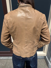Street One Beige Leren Bikerjas Van Schapenleer Maat 40 / L