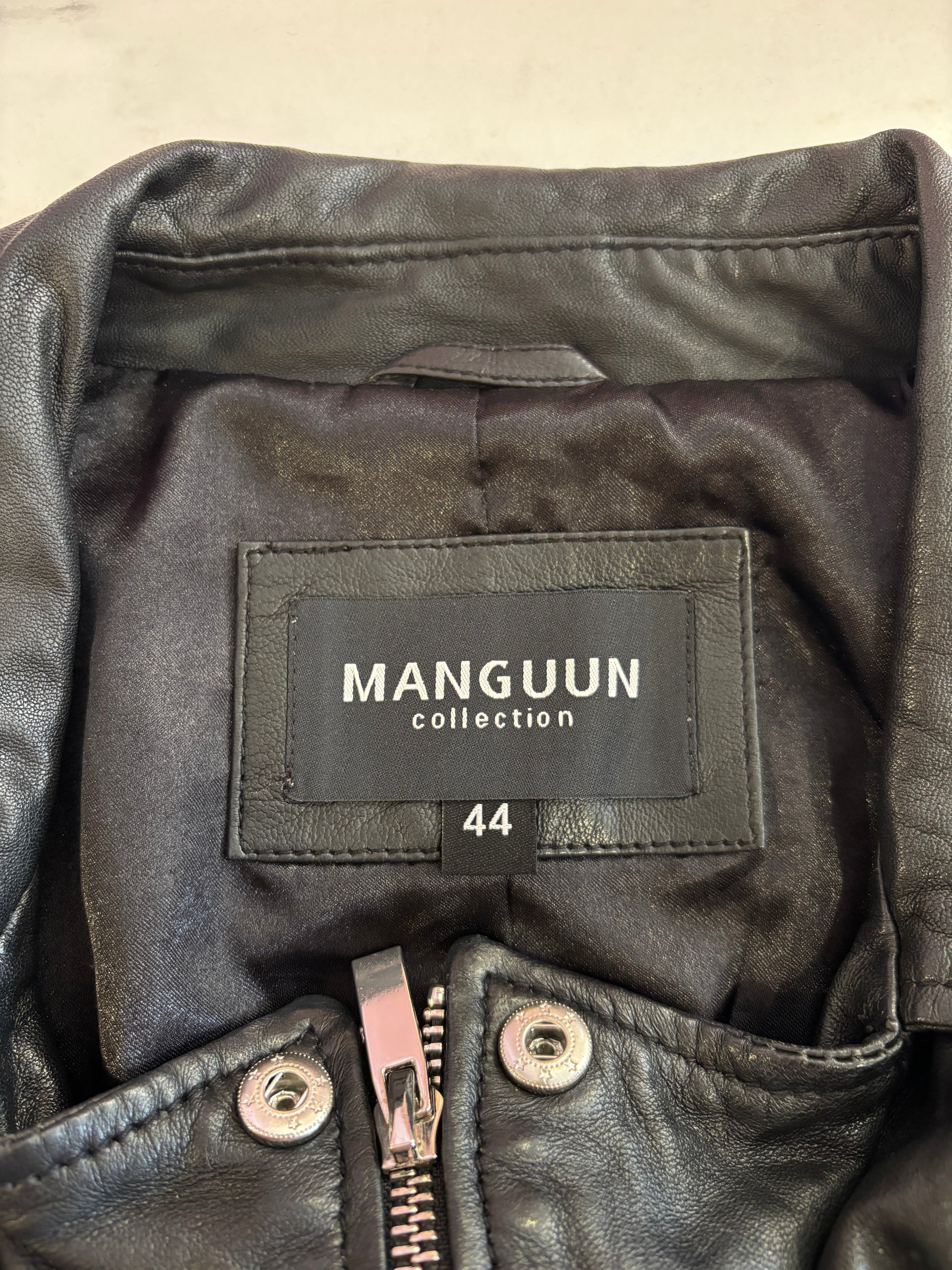 Manguun Zwart Leren Jas Dames Maat 44 / XXL