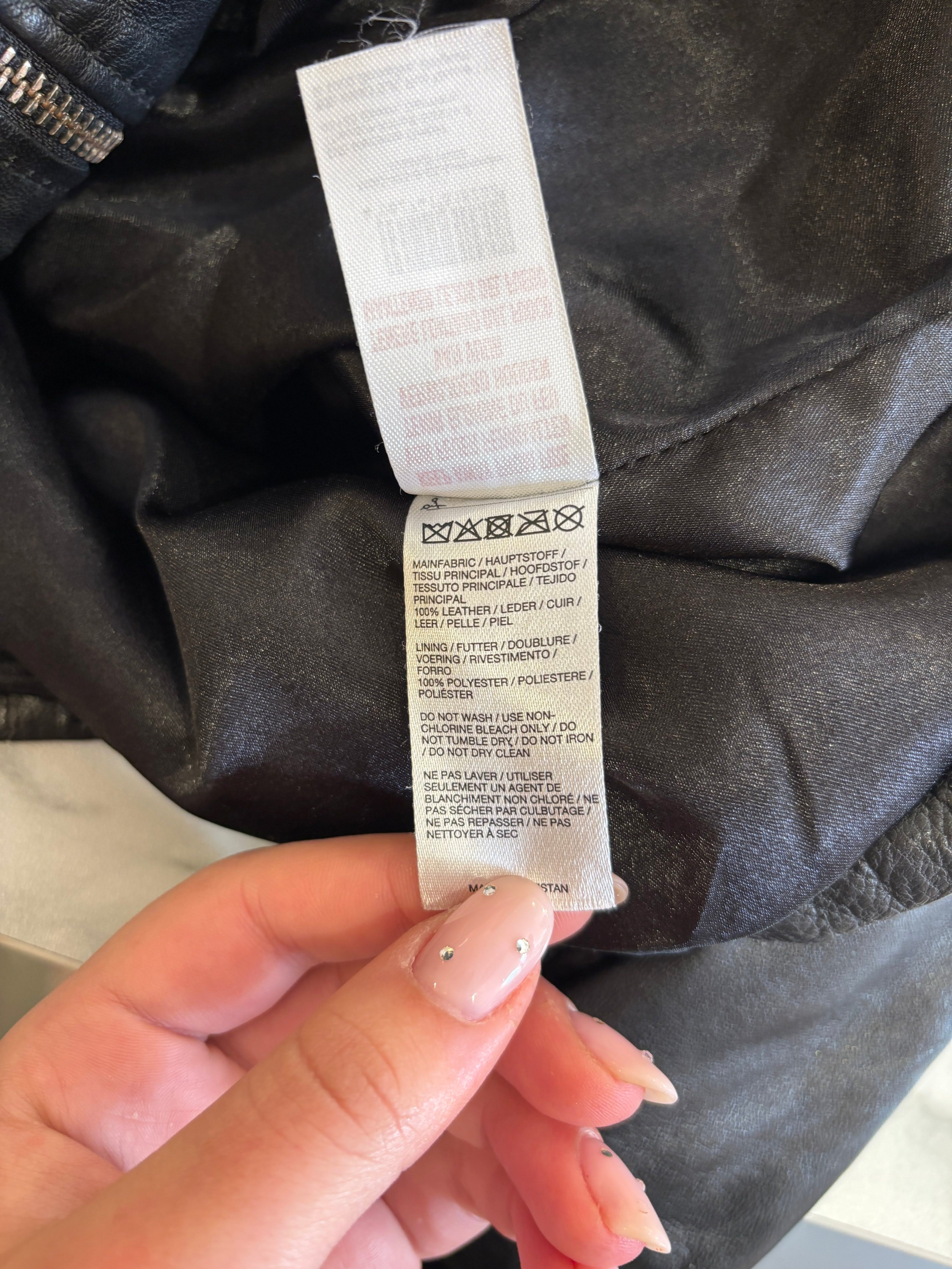 Manguun Zwart Leren Jas Dames Maat 44 / XXL