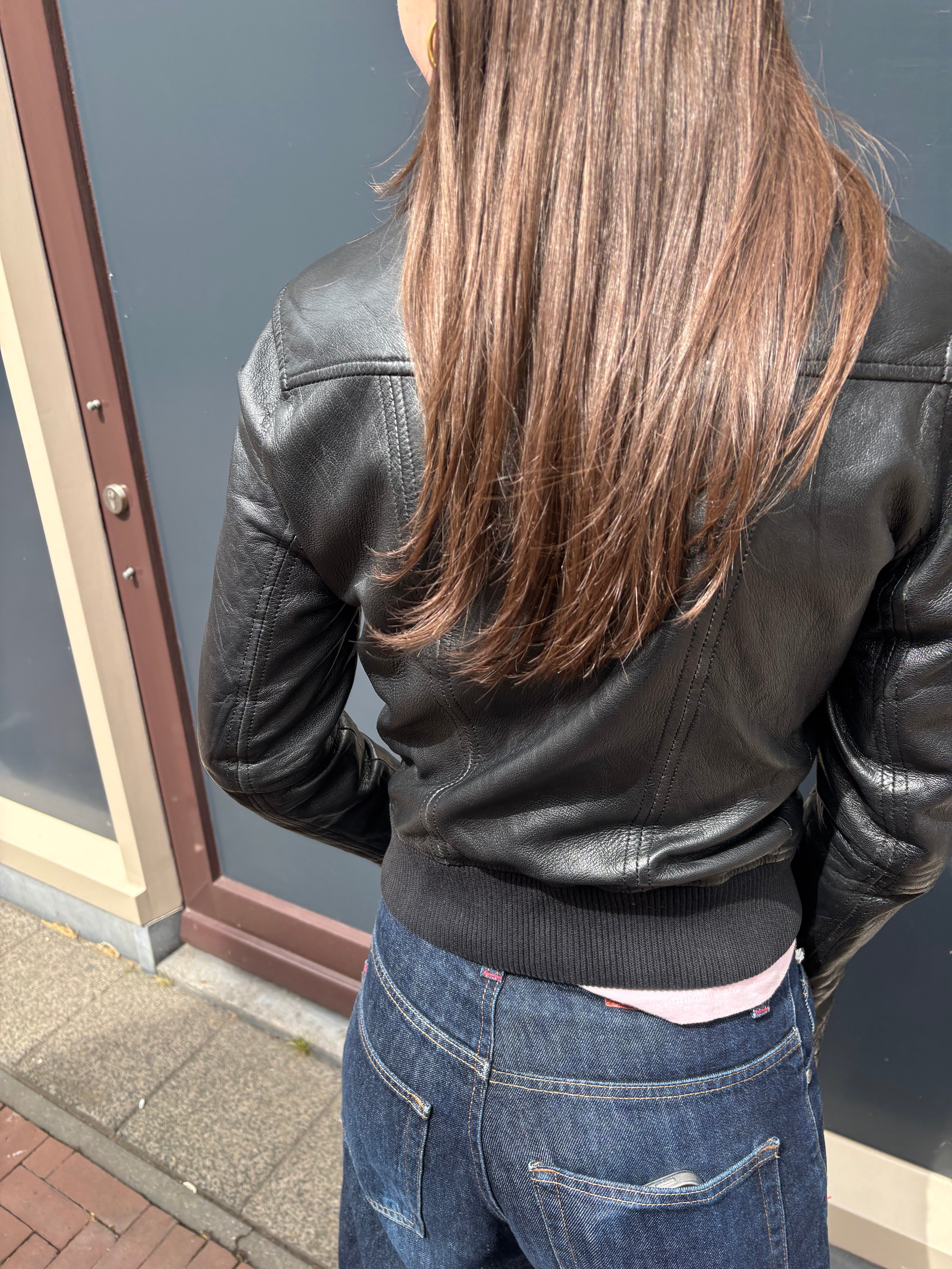 Zara TRF Zwart Leren Bomberjack Dames Maat S