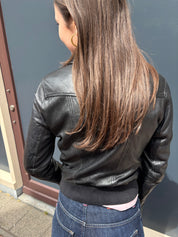 Zara TRF Zwart Leren Bomberjack Dames Maat S