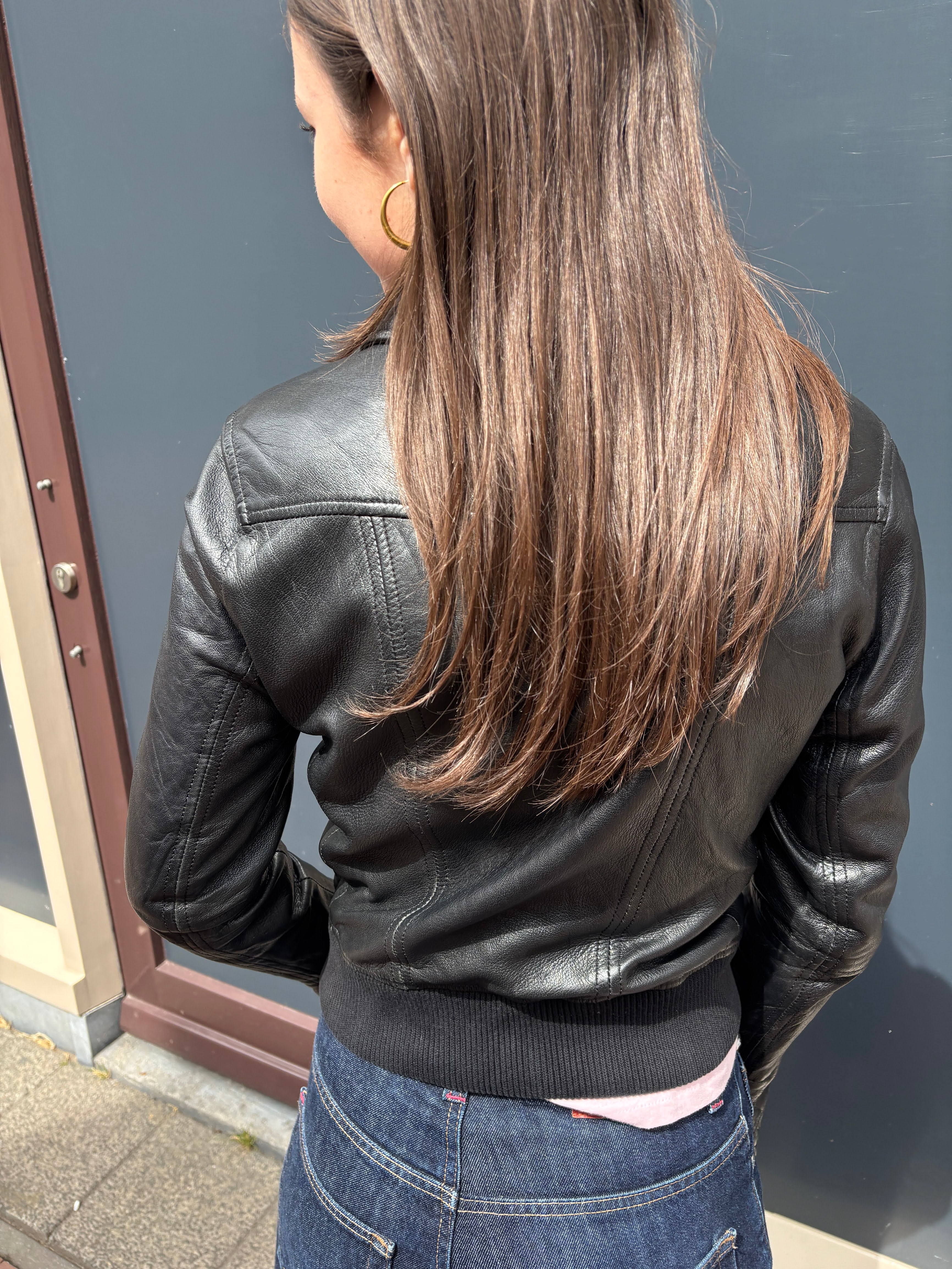Zara TRF Zwart Leren Bomberjack Dames Maat S