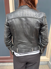 Zara TRF Zwart Leren Bikerjack Dames Maat S