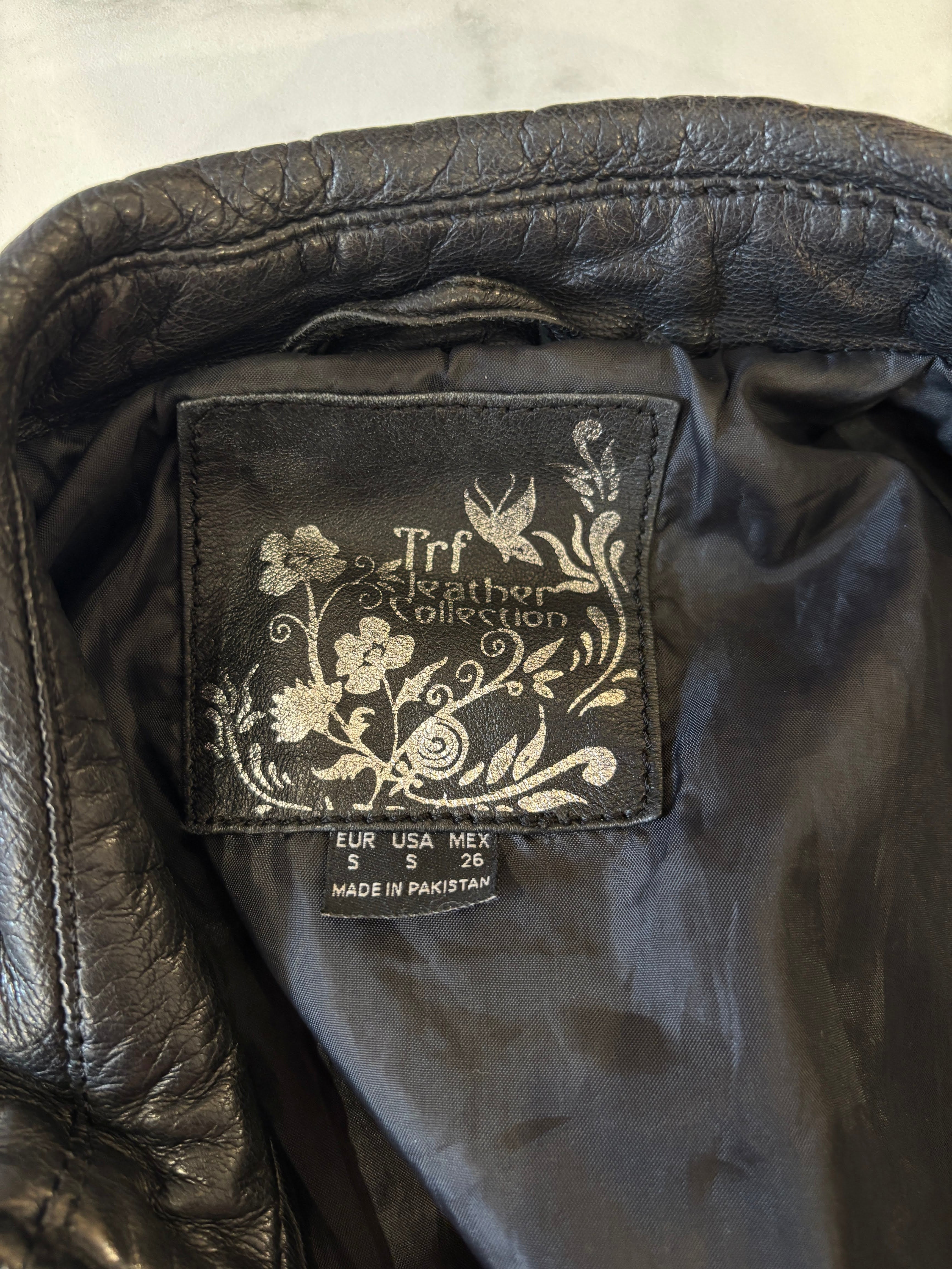 Zara TRF Zwart Leren Bikerjack Dames Maat S