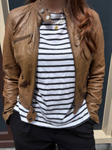 Bruine Leren Bikerjas Dames XS