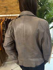 Manguun Taupe Leren Bikerjas Dames XL