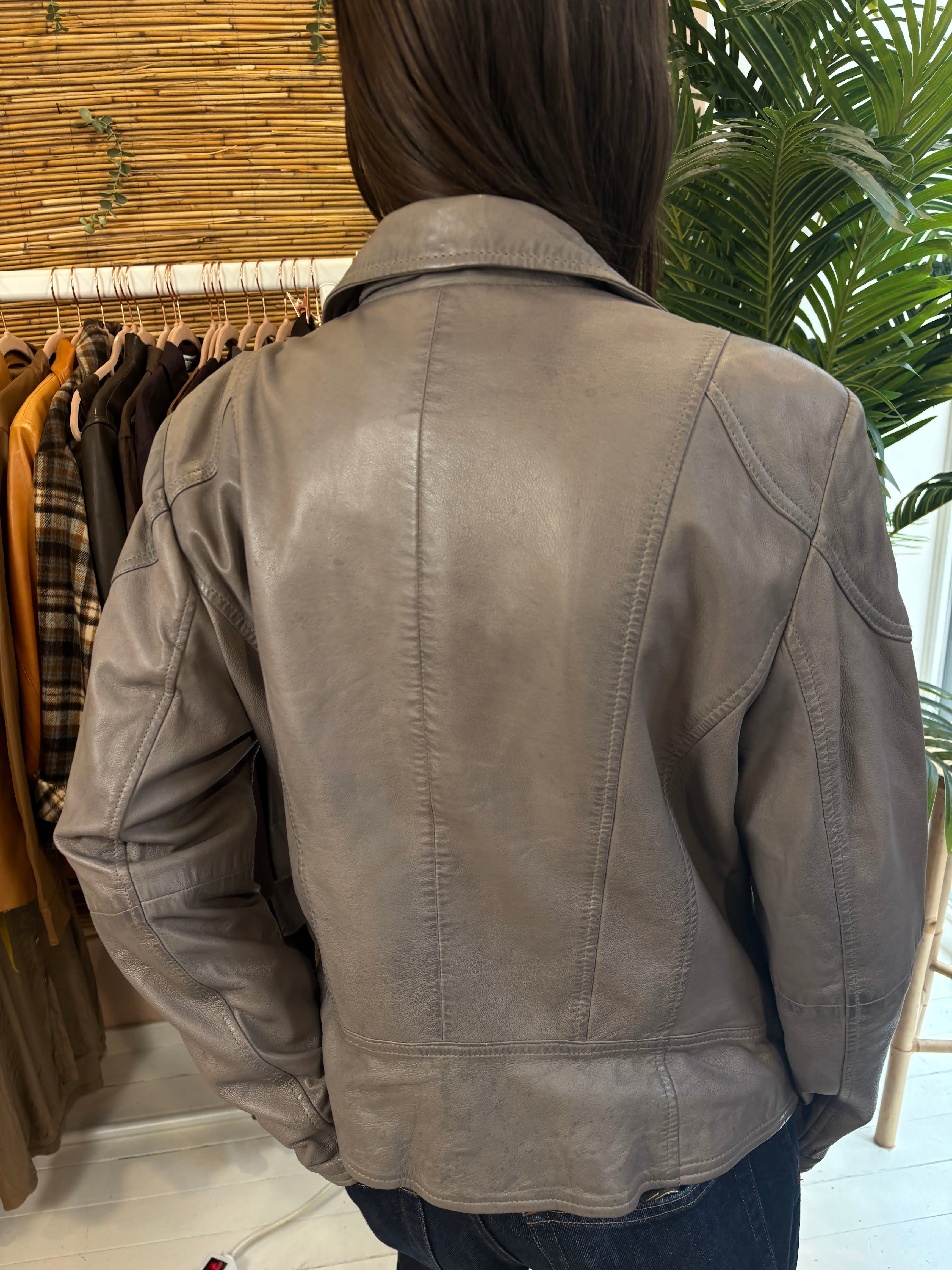 Manguun Taupe Leren Bikerjas Dames XL