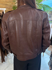 C&A Donkerbruine Echt Leren Bikerjas Dames 40 / L
