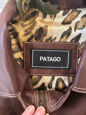 Patago Donkerbruine Leren Jas Met Leopard Voering Dames L