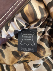 Patago Donkerbruine Leren Jas Met Leopard Voering Dames L
