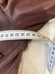 Patago Donkerbruine Leren Jas Met Leopard Voering Dames L