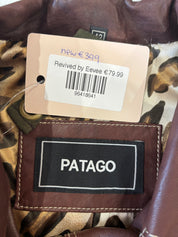 Patago Donkerbruine Leren Jas Met Leopard Voering Dames L