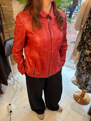 Milestone Rode Echt Leren Jas Dames L