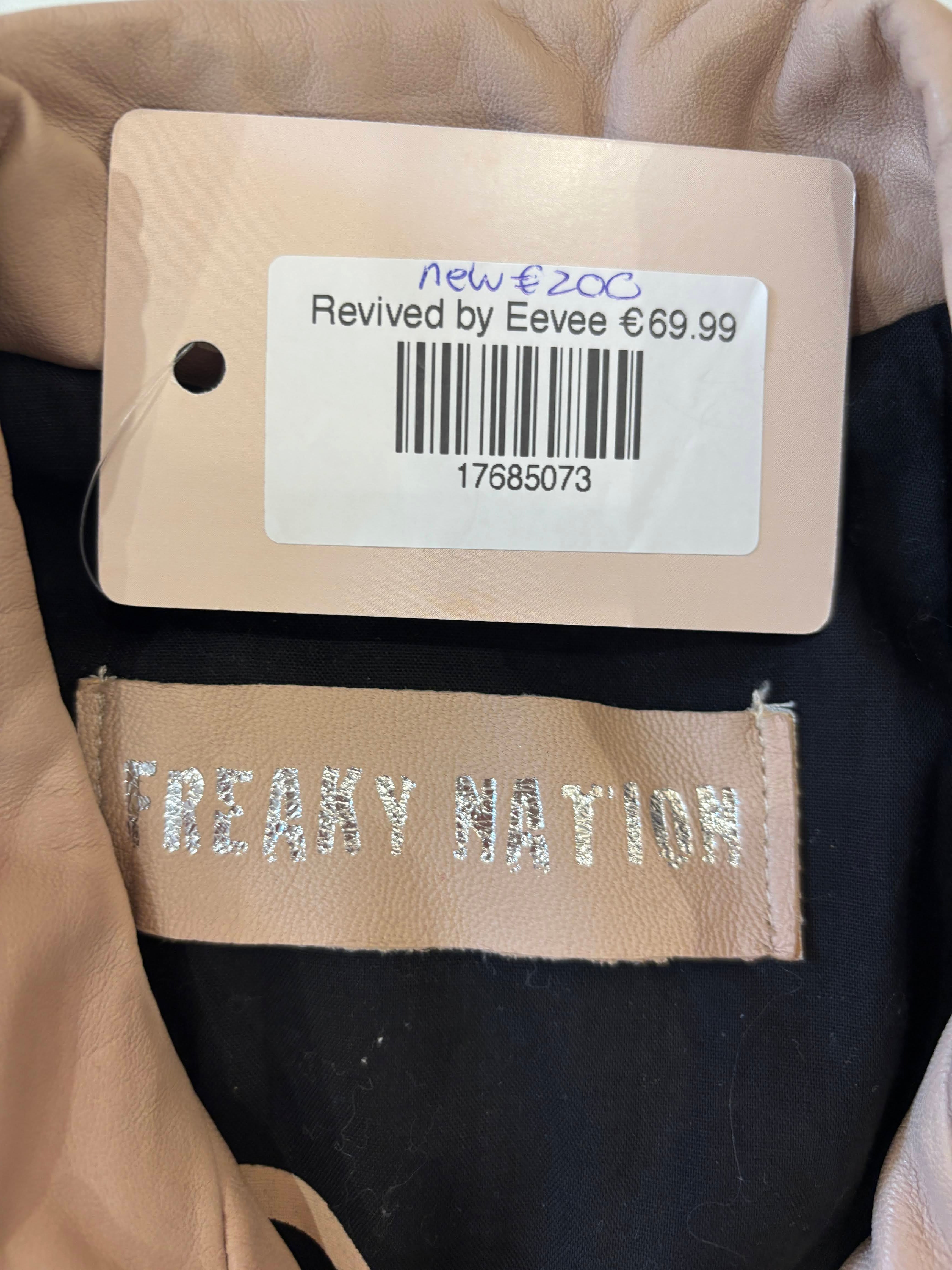 Freaky Nation Beige Echt Leren Bikerjas Dames XS