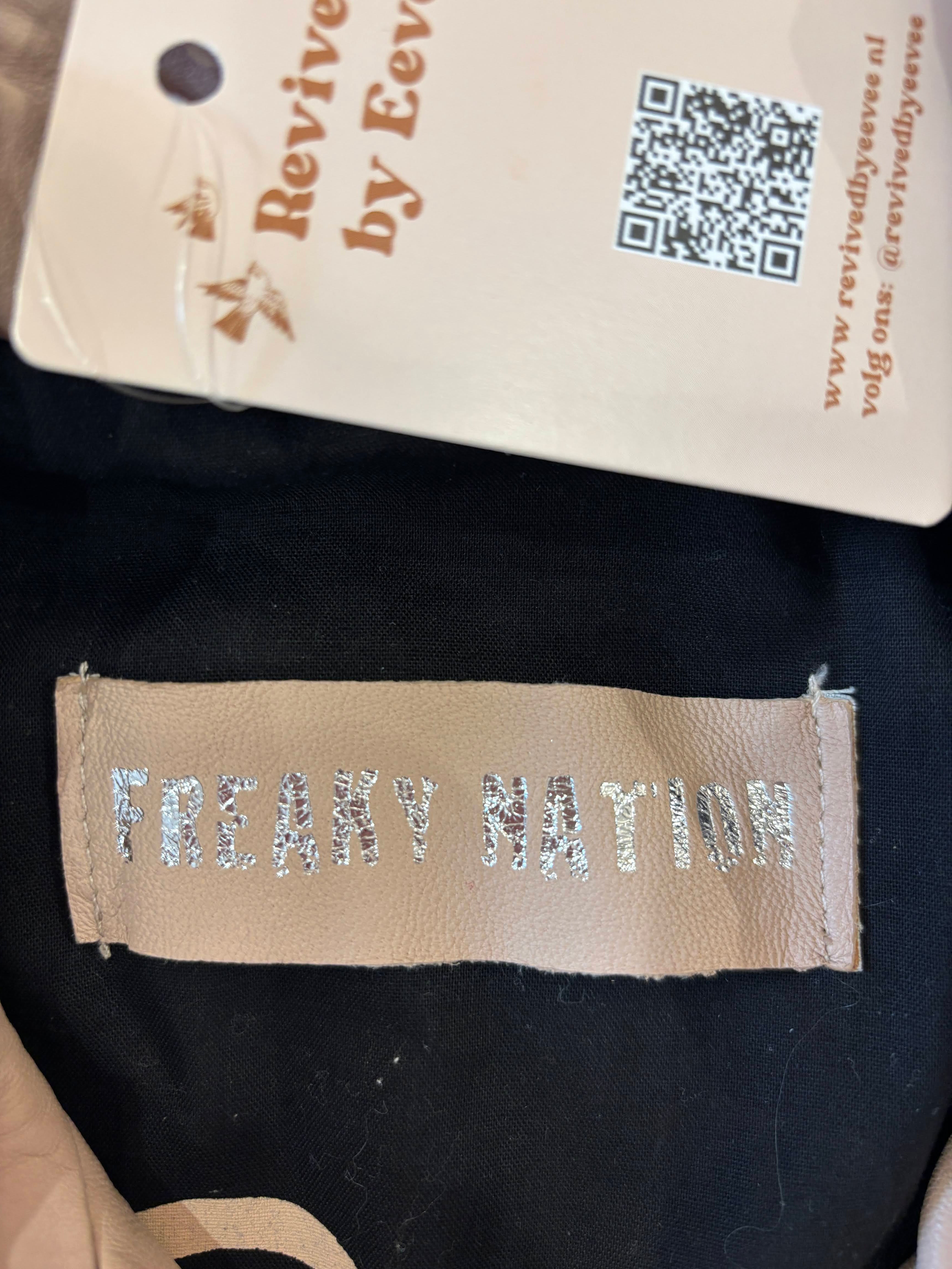 Freaky Nation Beige Echt Leren Bikerjas Dames XS