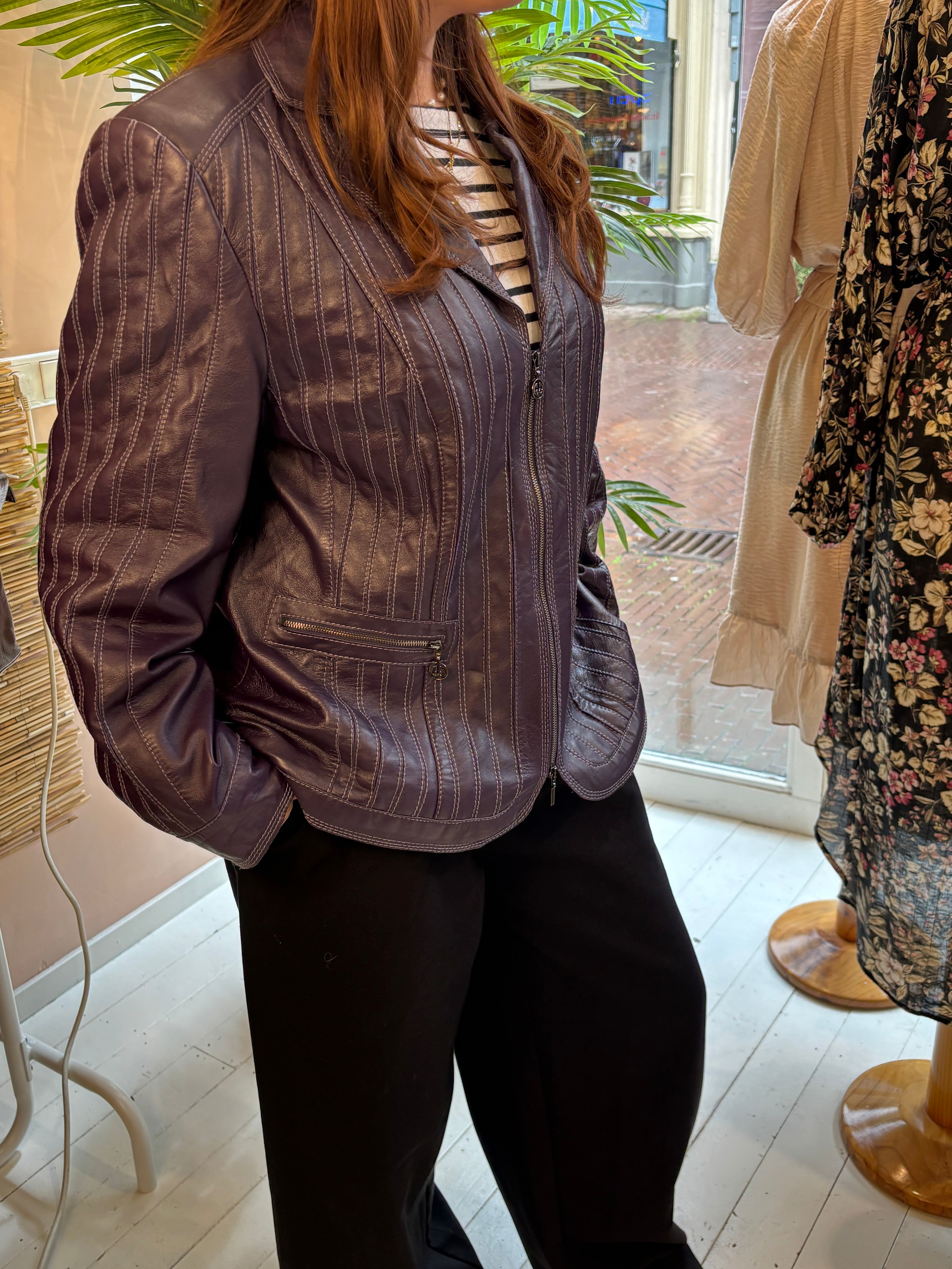 Gerry Weber Paarse Echt Leren Jas Dames 44 / 2XL