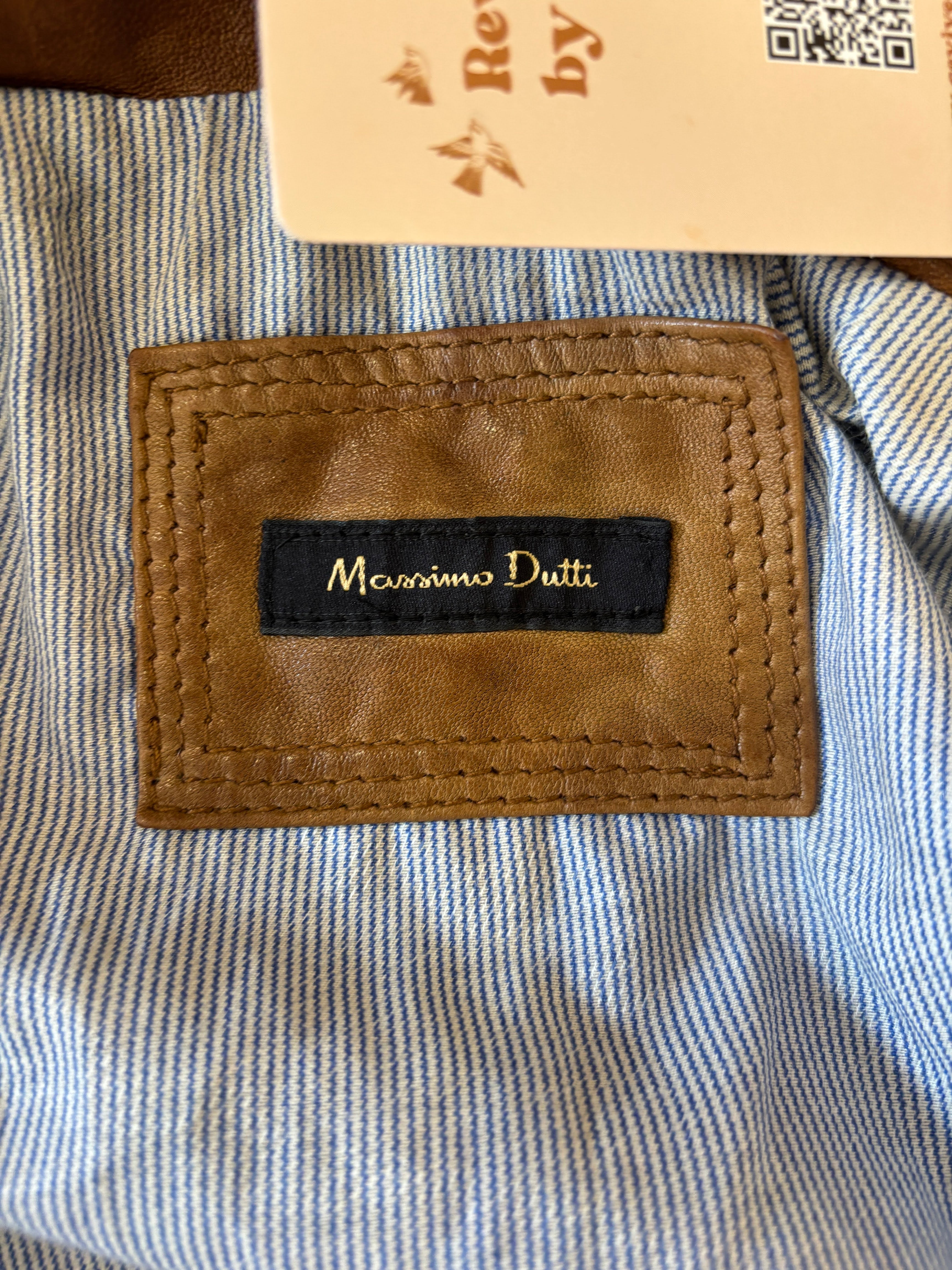 Massimo Dutti Bruine Leren Blazer Jas Dames S