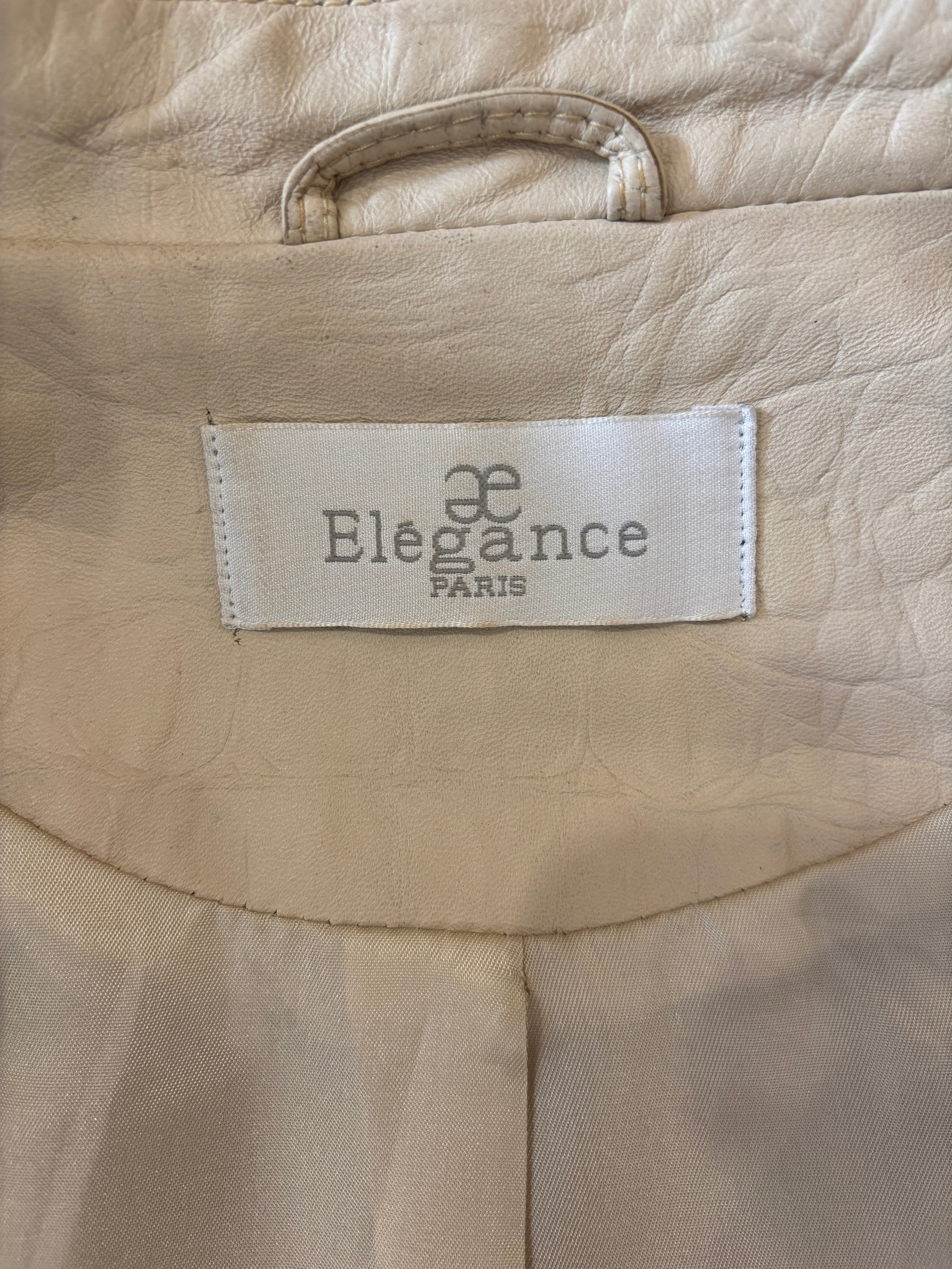Elegance Paris Beige Croco Leren Blazer Dames L