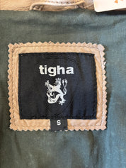 Tigha Taupe Echt Leren Bikerjas Dames Maat S