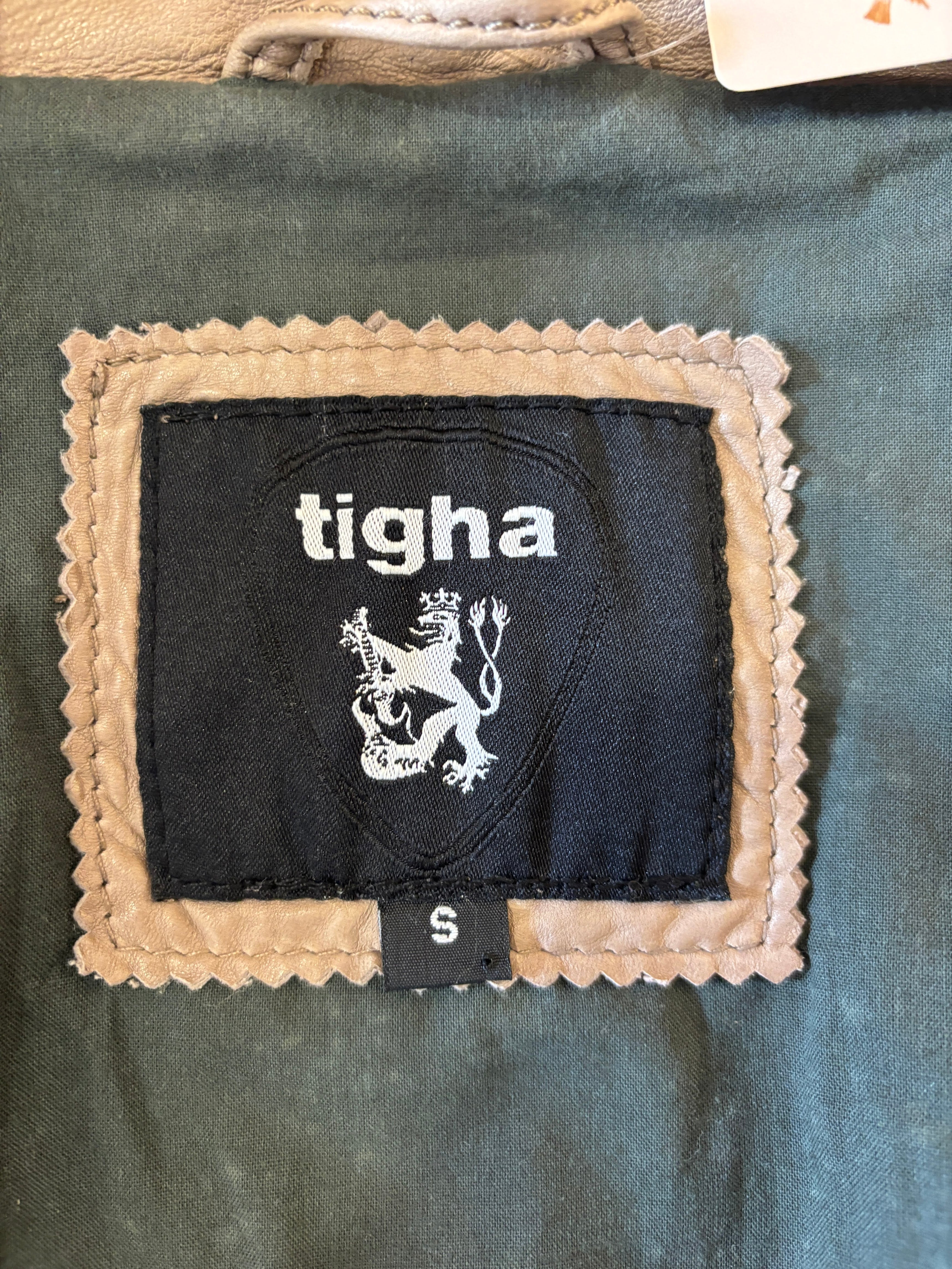 Tigha Taupe Echt Leren Bikerjas Dames Maat S
